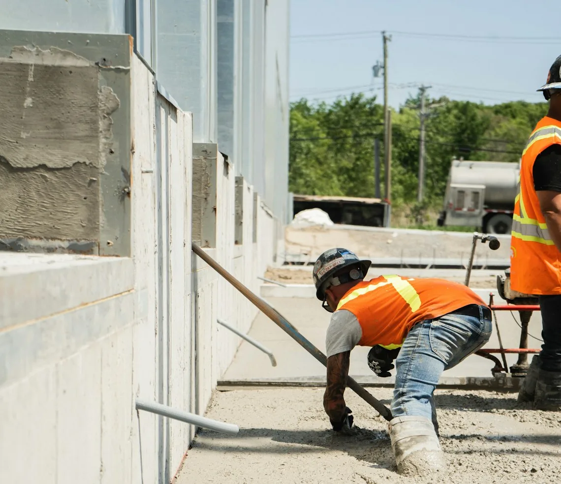 A crew at work on a building site