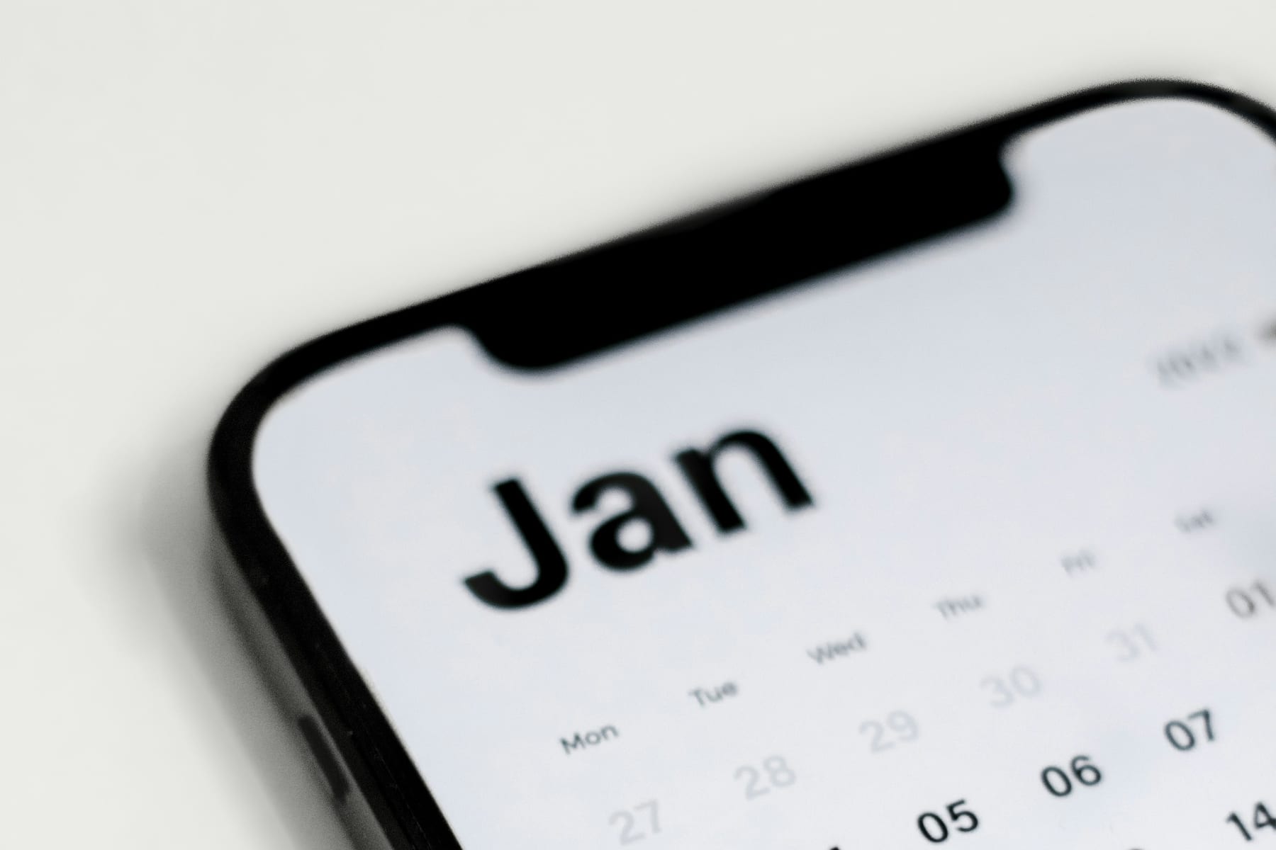 A calendar on a phone screen