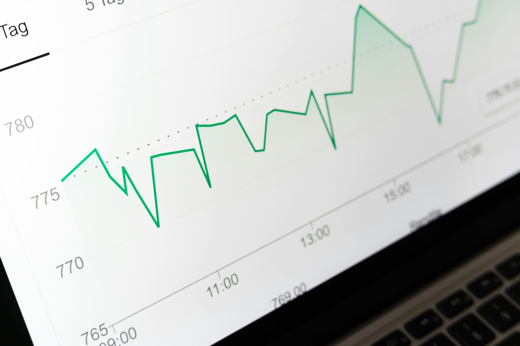 A growth chart on a laptop screen